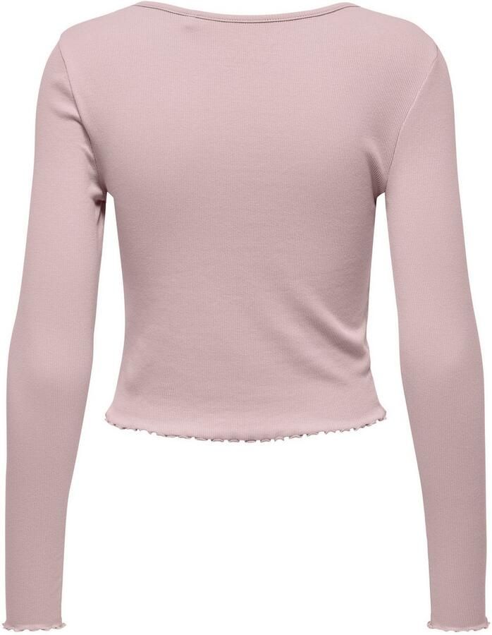 Only Slim fit shirt met lange mouwen van katoenmix met boorden met volants model 'BETTY' - Foto 2