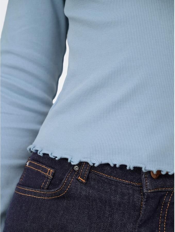 Only Slim fit shirt met lange mouwen van katoenmix met boorden met volants model 'BETTY' - Foto 3