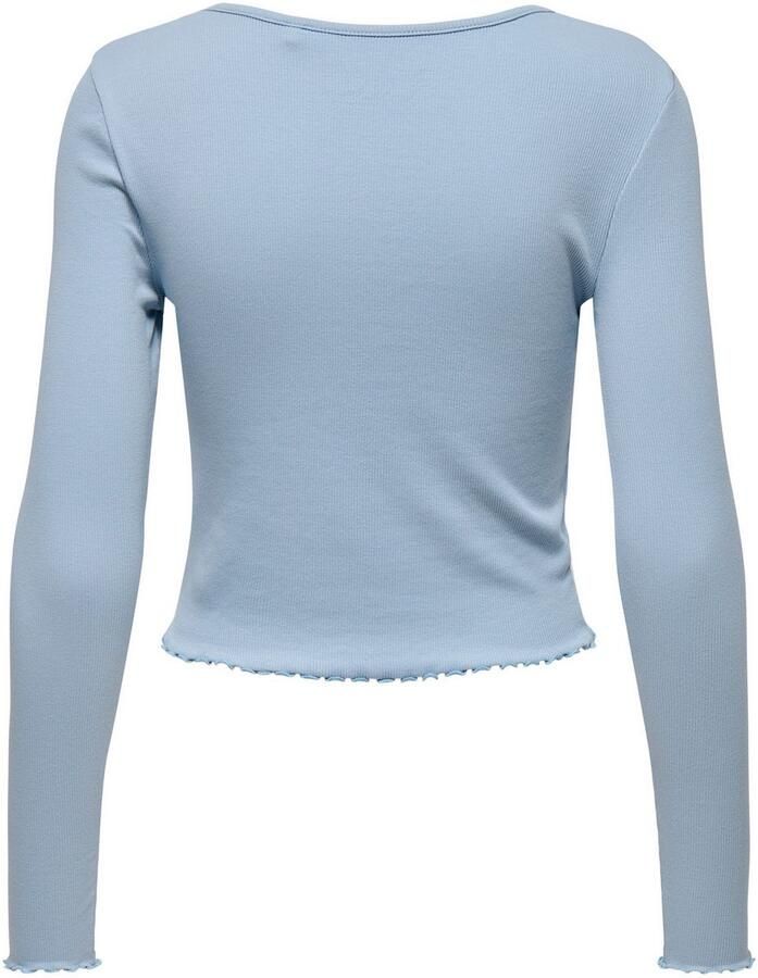 Only Slim fit shirt met lange mouwen van katoenmix met boorden met volants model 'BETTY'