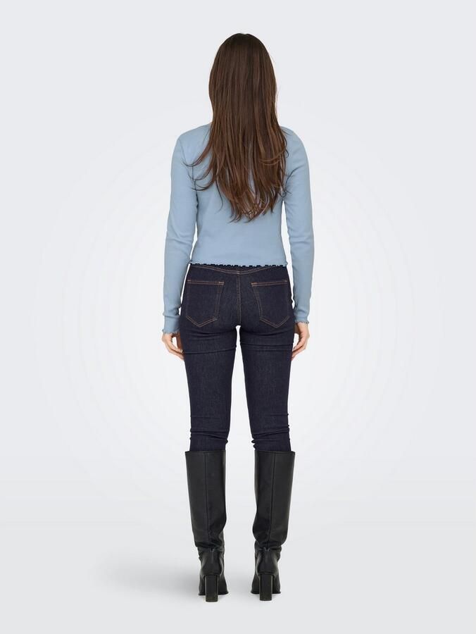 Only Slim fit shirt met lange mouwen van katoenmix met boorden met volants model 'BETTY' - Foto 6