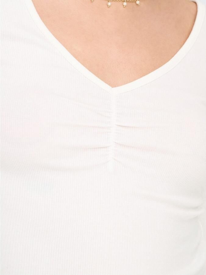 Only Slim fit shirt met lange mouwen van katoenmix met boorden met volants model 'BETTY' - Foto 6