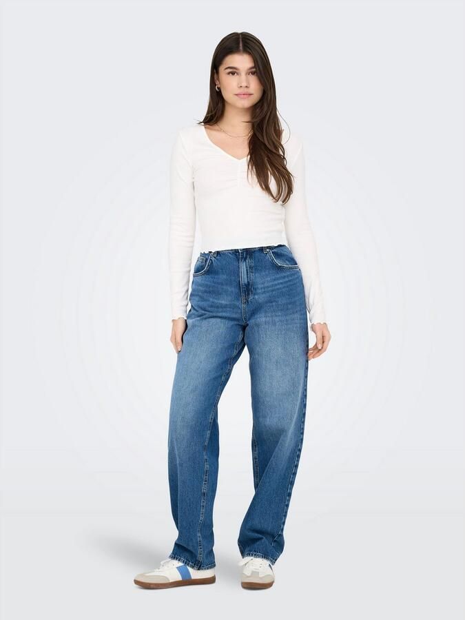 Only Slim fit shirt met lange mouwen van katoenmix met boorden met volants model 'BETTY' - Foto 8