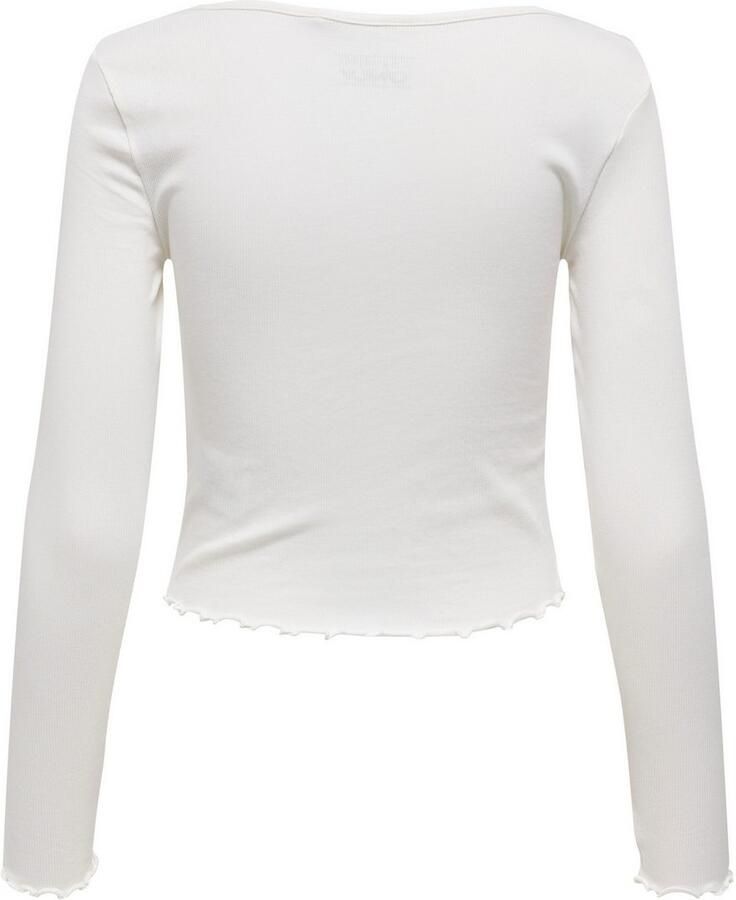 Only Slim fit shirt met lange mouwen van katoenmix met boorden met volants model 'BETTY' - Foto 2