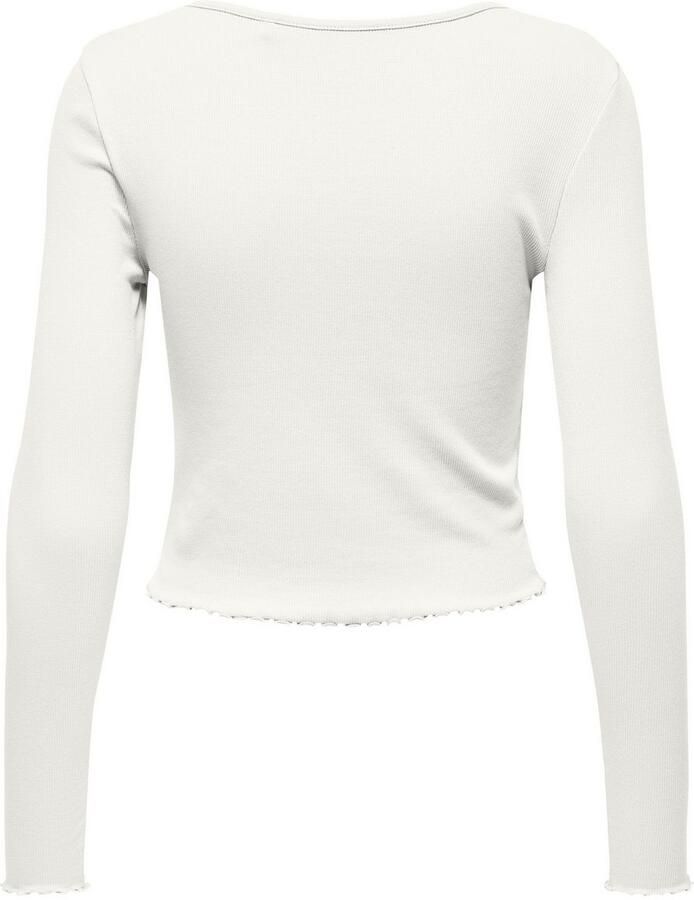 Only Slim fit shirt met lange mouwen van katoenmix met boorden met volants model 'BETTY' - Foto 4