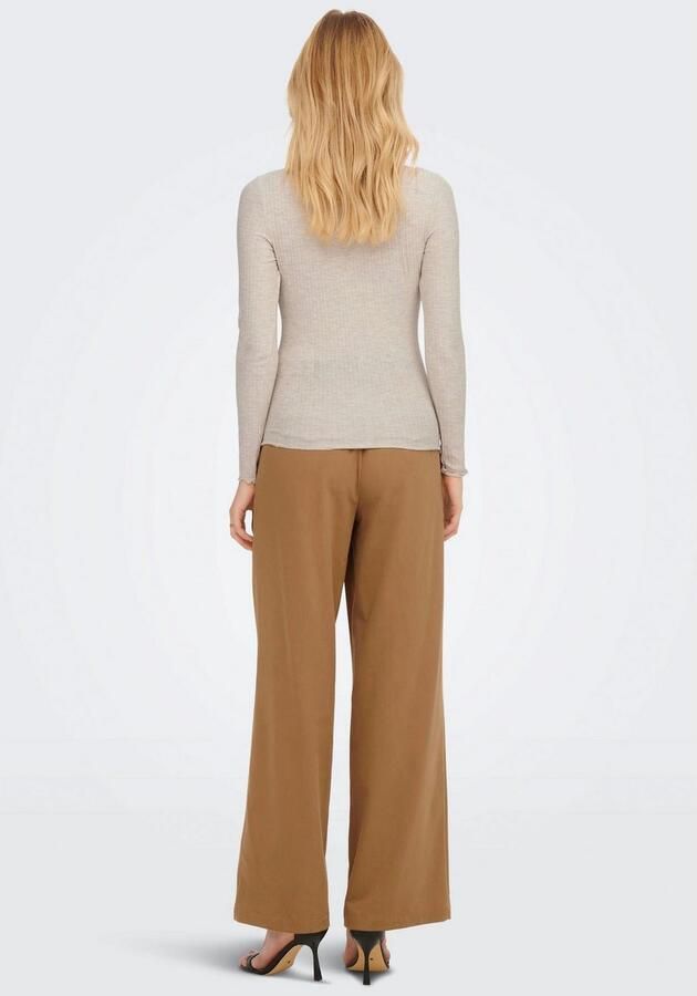 Only Beige Effen Gebreide Trui Lange Mouwen Ronde Hals Beige Dames - Foto 5