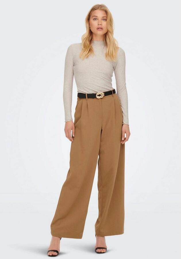 Only Beige Effen Gebreide Trui Lange Mouwen Ronde Hals Beige Dames - Foto 7