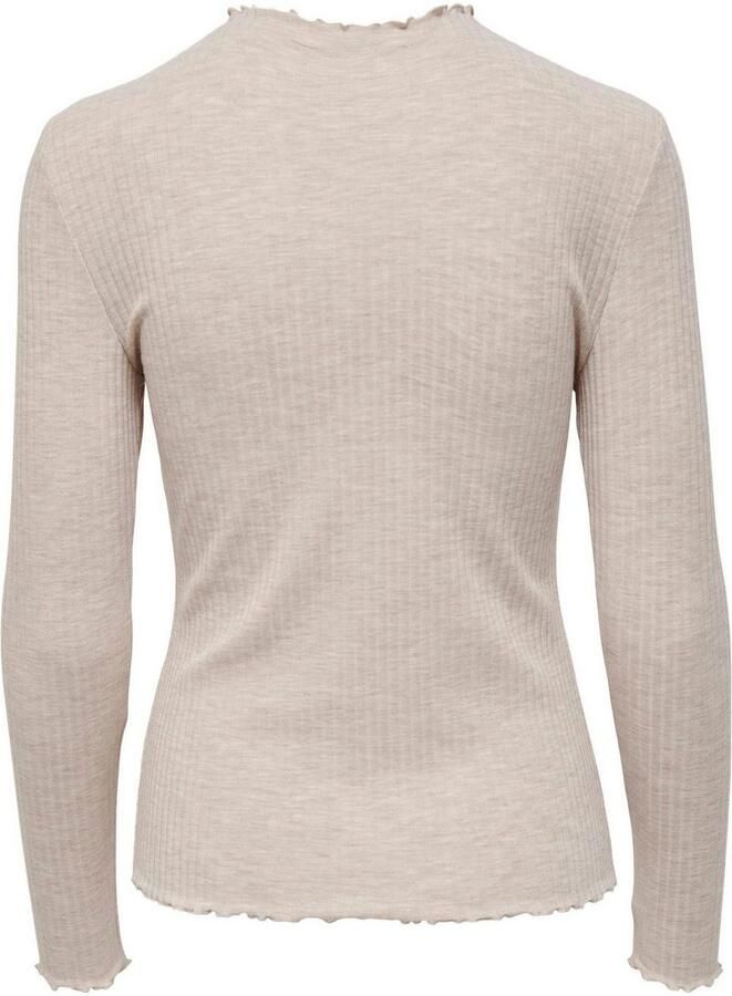 Only Beige Effen Gebreide Trui Lange Mouwen Ronde Hals Beige Dames - Foto 4