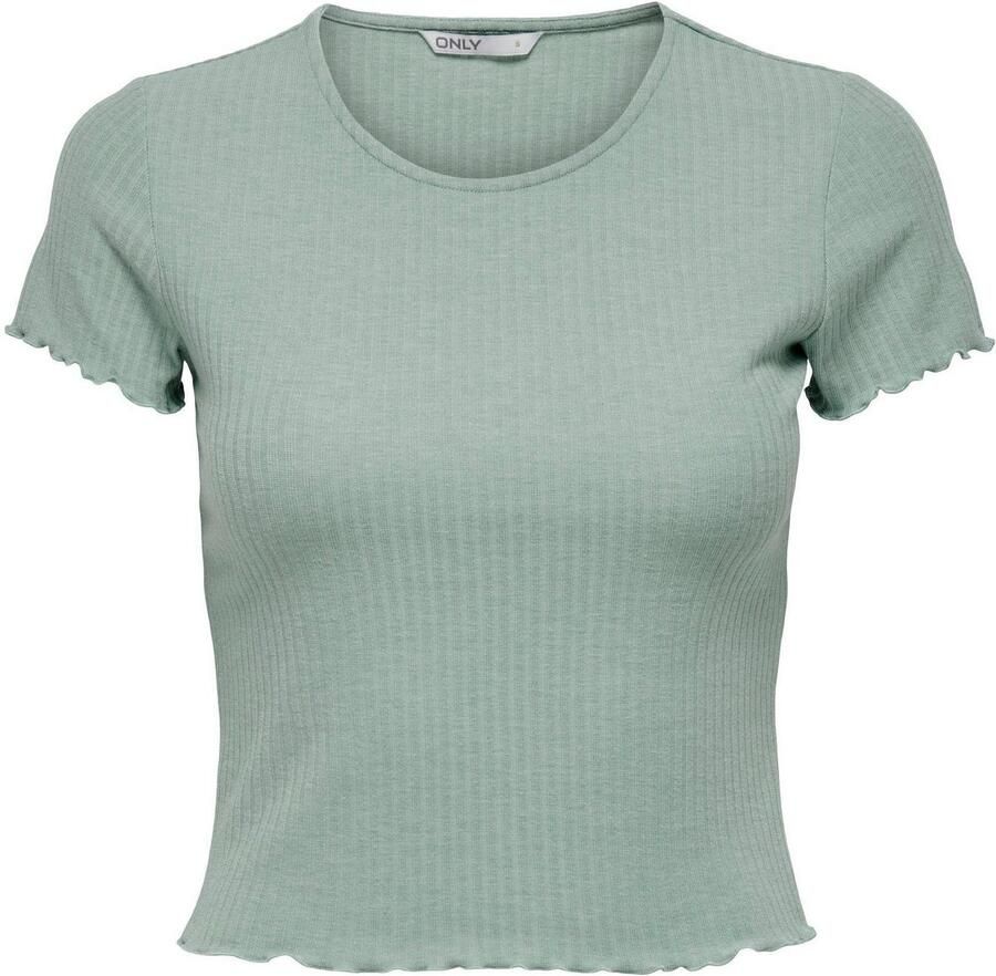 Only Shirt met ronde hals ONLEMMA S S SHORT TOP NOOS JRS Ronde hals modieus regular fit gegolfde afwerking effen