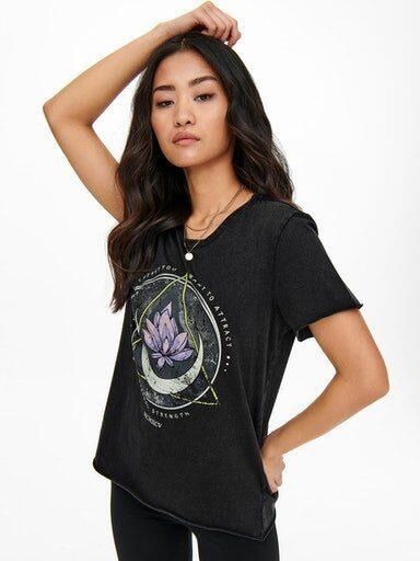 Only Regular fit T-shirt van zuivere katoen met motiefprint model 'LUCY LIFE' - Foto 6