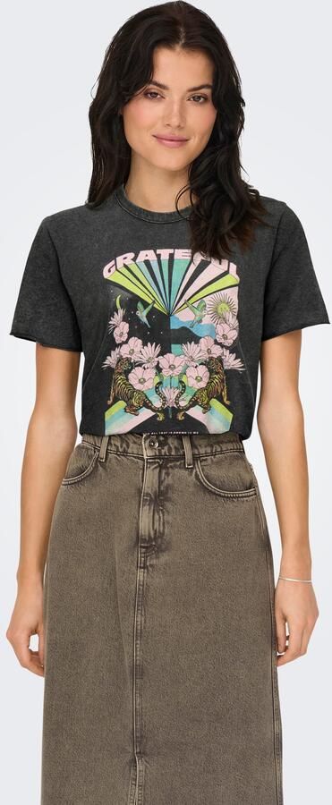 Only Regular fit T-shirt van zuivere katoen met motiefprint model 'LUCY LIFE' - Foto 4