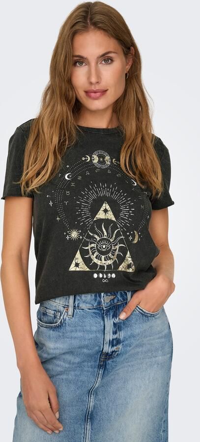 Only Regular fit T-shirt van zuivere katoen met motiefprint model 'LUCY LIFE' - Foto 6