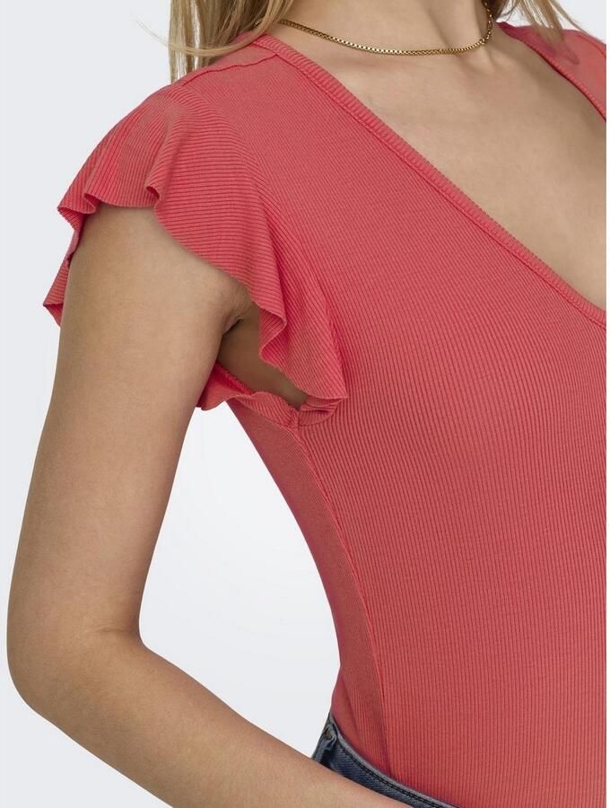 Only Shirt met V-hals ONLBELIA – V-hals voor vrouwelijk zomercomfort regular fit single jersey viscosemix v-hals effen - Foto 2