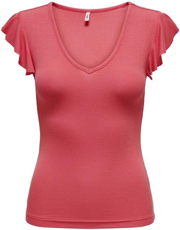 Only Shirt met V-hals ONLBELIA – V-hals voor vrouwelijk zomercomfort regular fit single jersey viscosemix v-hals effen