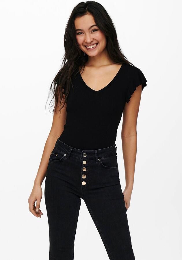 Only Shirt met V-hals ONLBELIA – V-hals voor vrouwelijk zomercomfort regular fit single jersey viscosemix v-hals effen - Foto 4