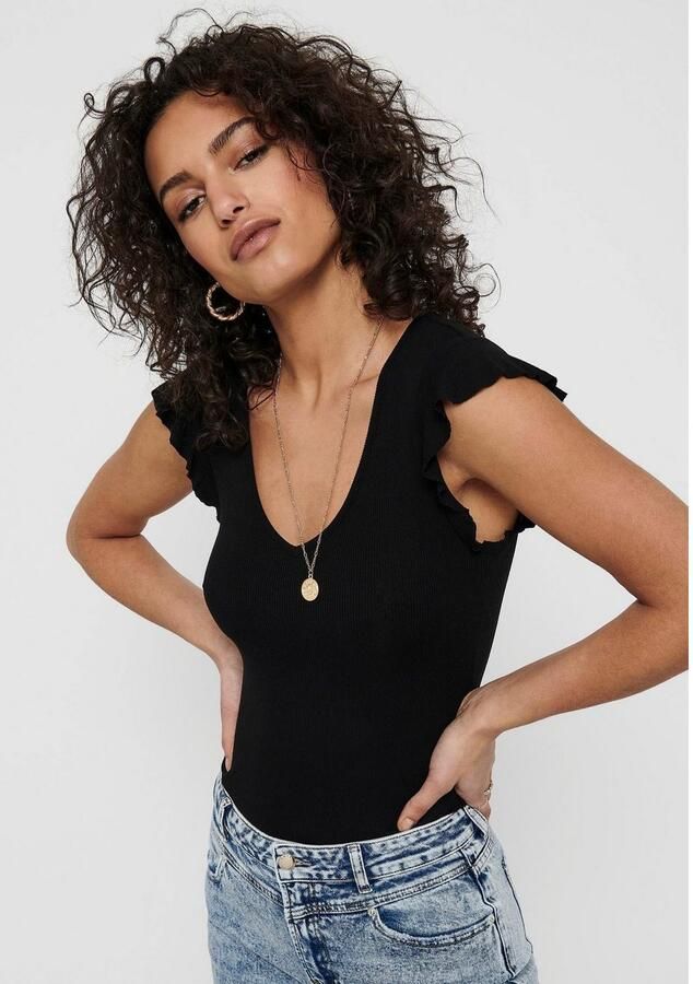 Only Shirt met V-hals ONLBELIA – V-hals voor vrouwelijk zomercomfort regular fit single jersey viscosemix v-hals effen - Foto 3