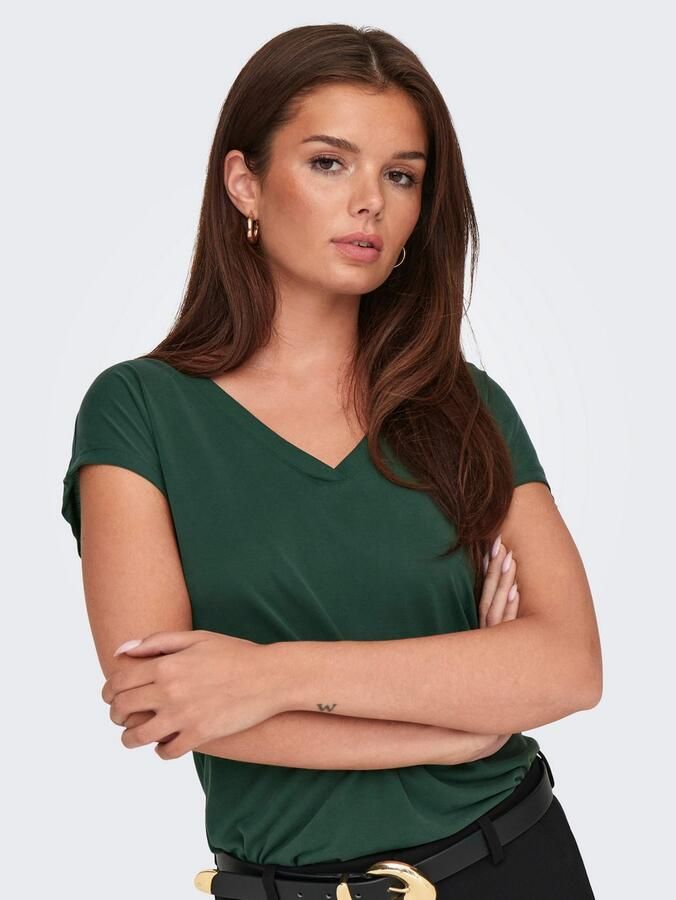 Only Shirt met V-hals ONLFREE S S MOD.V-NECK TOP JRS NOOS - Foto 4