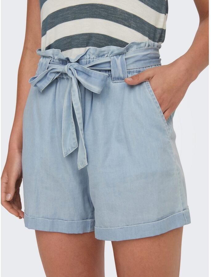 Only Loose fit high waist korte broek met strikceintuur model 'BEA SMILLA' - Foto 3