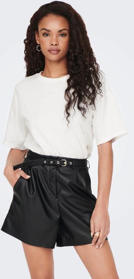 Only Loose fit korte broek in leerlook met riem model 'HEIDI' - Foto 7