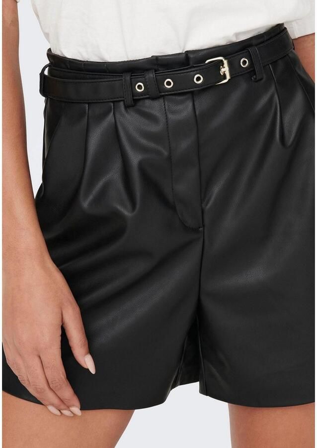 Only Loose fit korte broek in leerlook met riem model 'HEIDI' - Foto 3