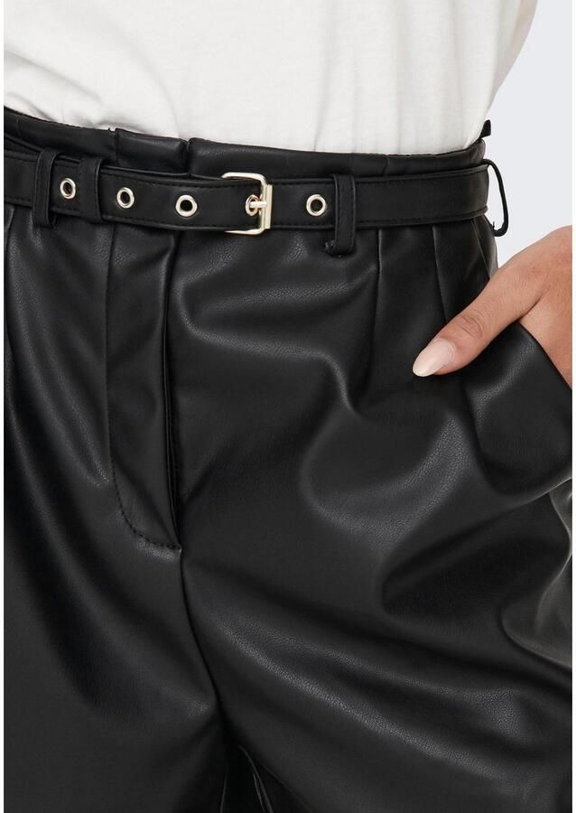 Only Loose fit korte broek in leerlook met riem model 'HEIDI' - Foto 4