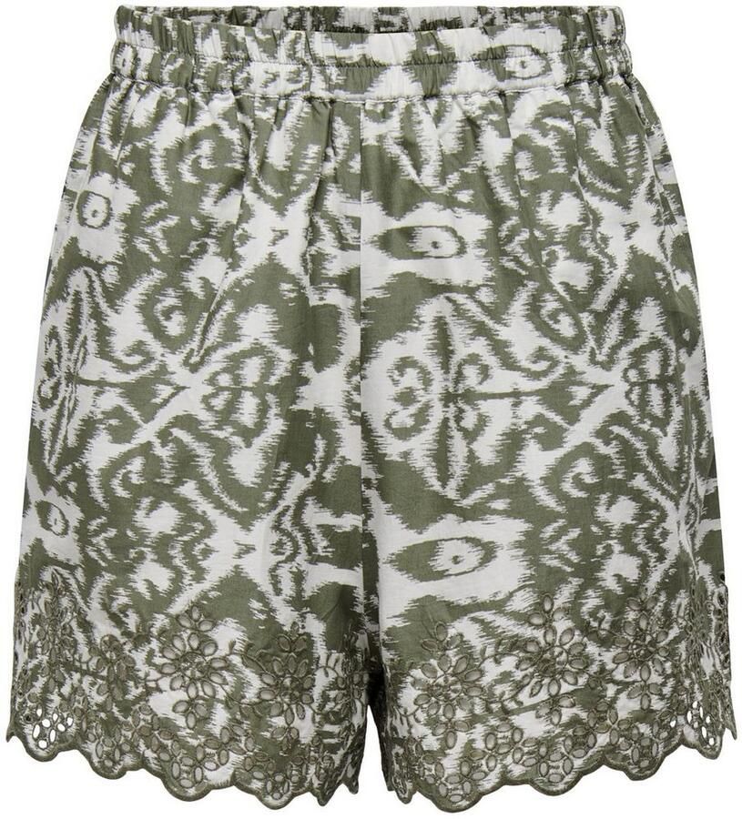 ONLY loose fit short met all over print en borduursels groen ecru - Foto 2