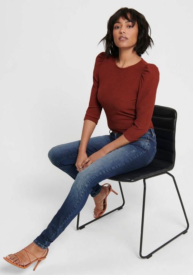 ONLY high waist skinny jeans ONLSHAPE dark blue denim - Foto 6