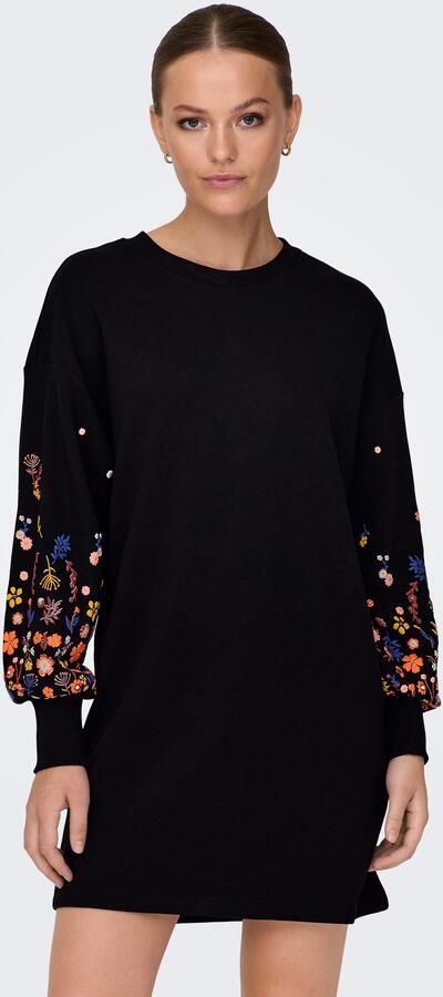ONLY gebloemde sweatjurk ONLBROOKE zwart geel blauw oranje - Foto 7