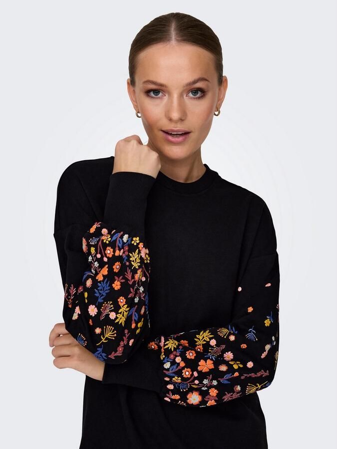 ONLY gebloemde sweatjurk ONLBROOKE zwart geel blauw oranje - Foto 4