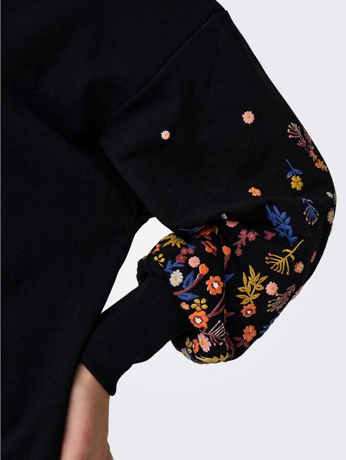 ONLY gebloemde sweatjurk ONLBROOKE zwart geel blauw oranje - Foto 2