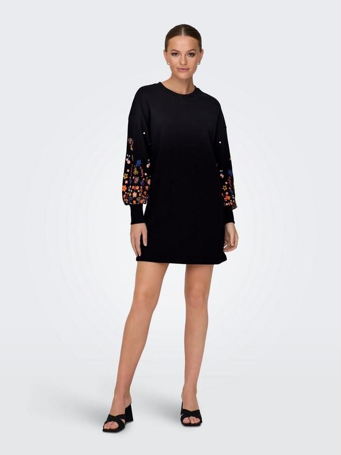 ONLY gebloemde sweatjurk ONLBROOKE zwart geel blauw oranje - Foto 5