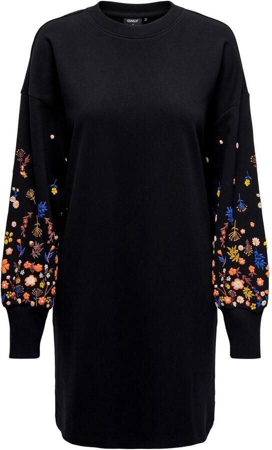 ONLY gebloemde sweatjurk ONLBROOKE zwart geel blauw oranje - Foto 6