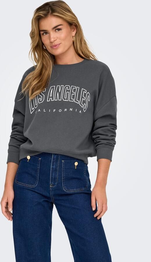 Only Regular fit sweatshirt met katoen en tekstprint model 'SWEAT LIFE' - Foto 6