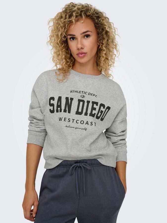 Only Regular fit sweatshirt met katoen en tekstprint model 'SWEAT LIFE' - Foto 3