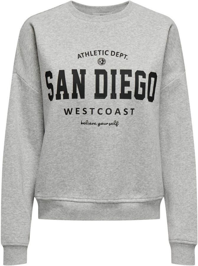 Only Regular fit sweatshirt met katoen en tekstprint model 'SWEAT LIFE' - Foto 4