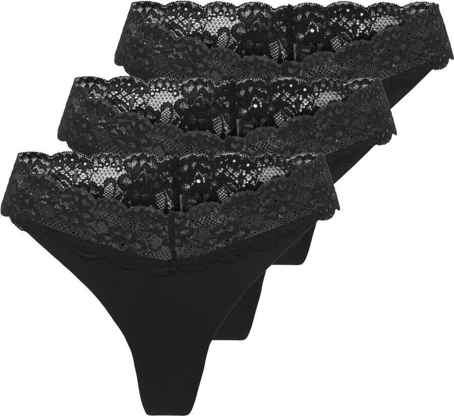 Only Tanga ONLCHLOE LACE S.S THONG 3-PACK ACC (set 3 stuks)