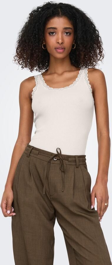 Only Tanktop ONLSARA – Tanktop met kantdetail bij de halslijn regular fit modisch jersey ribstof ronde hals - Foto 9