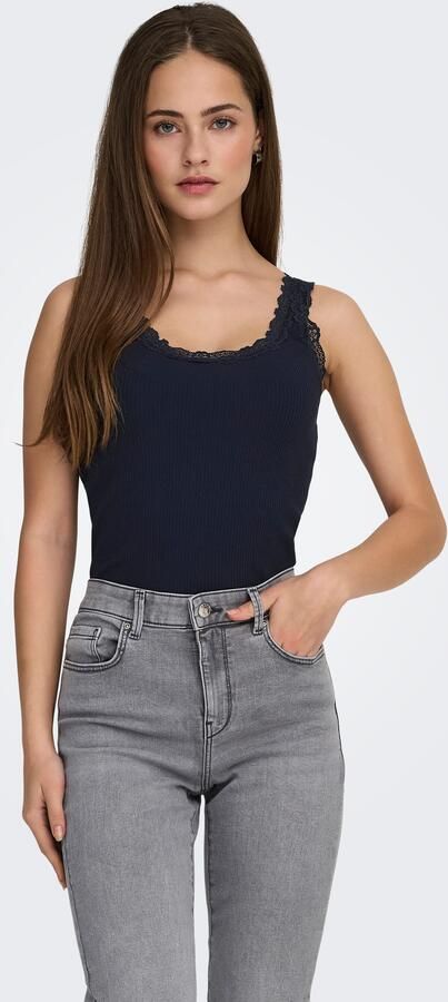 Only Tanktop ONLSARA – Tanktop met kantdetail bij de halslijn regular fit modisch jersey ribstof ronde hals - Foto 4