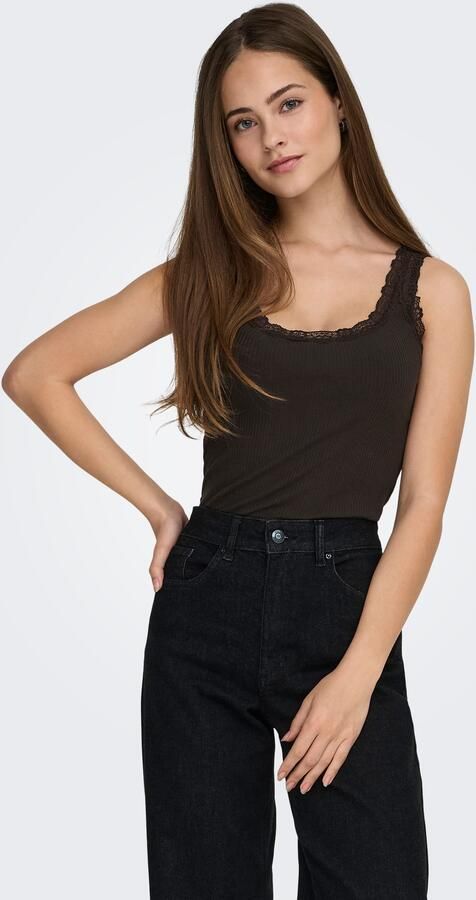 Only Tanktop ONLSARA – Tanktop met kantdetail bij de halslijn regular fit modisch jersey ribstof ronde hals - Foto 5