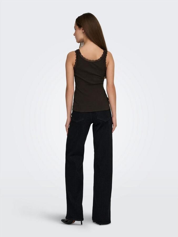 Only Tanktop ONLSARA – Tanktop met kantdetail bij de halslijn regular fit modisch jersey ribstof ronde hals - Foto 3