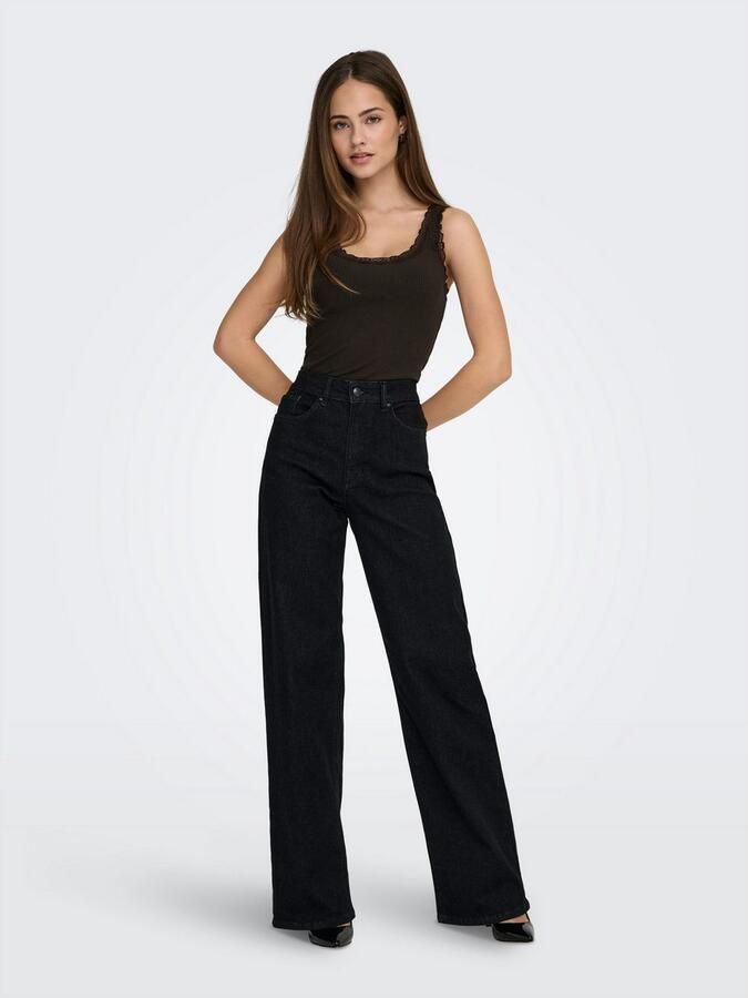 Only Tanktop ONLSARA – Tanktop met kantdetail bij de halslijn regular fit modisch jersey ribstof ronde hals - Foto 4
