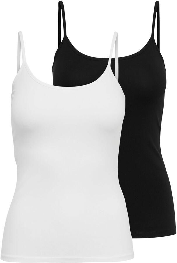 Only Top met spaghettibandjes Figuuraccentuerende Spaghettitop in duopack om onder te dragen diepe ronde hals zeer figuur accentuerend modieus effen stretch (Set van 2) - Foto 8