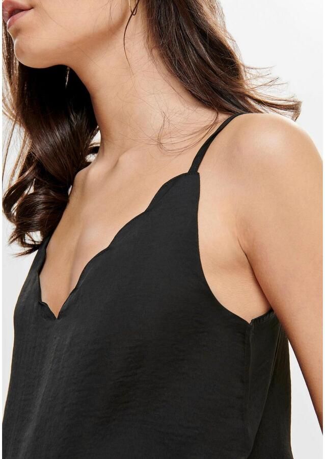 Only Top met spaghettibandjes ONLDEBBIE – Singlet met gebogen halslijn effen vrouwelijk getailleerd polyester spaghettibandjes