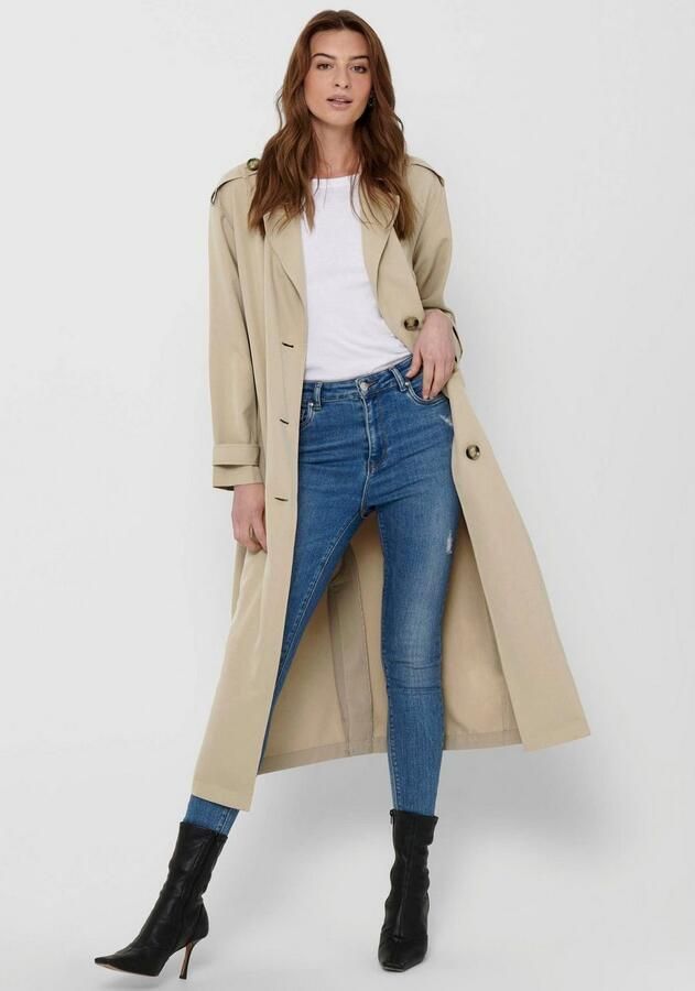 Only Trenchcoat ONLLINE X-LONG TRENCHCOAT OTW NOOS met bindriem in de taille 2 zijzakken - Foto 2