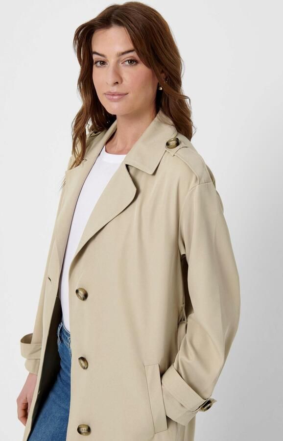Only Trenchcoat ONLLINE X-LONG TRENCHCOAT OTW NOOS met bindriem in de taille 2 zijzakken - Foto 5