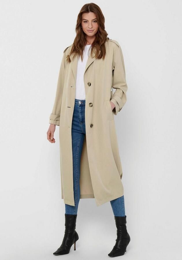 Only Trenchcoat ONLLINE X-LONG TRENCHCOAT OTW NOOS met bindriem in de taille 2 zijzakken - Foto 4