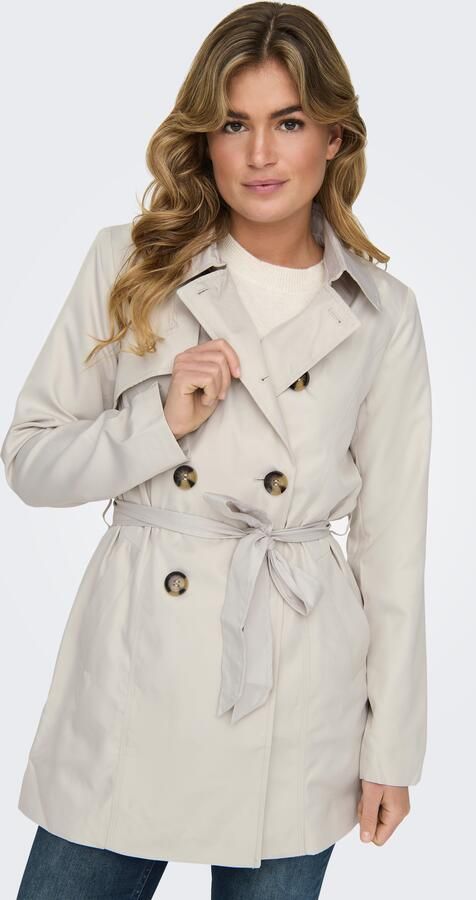 ONLY trenchcoat jas ONLVALERIE met ceintuur lichtgrijs - Foto 6