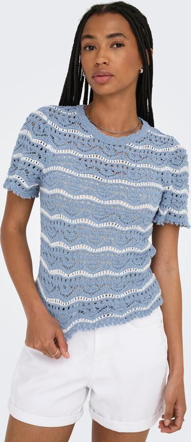 Only Trui met korte mouwen ONLANNASOFIA LIFE SS STRIPE O-NECK KNT - Foto 6
