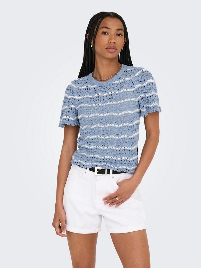Only Trui met korte mouwen ONLANNASOFIA LIFE SS STRIPE O-NECK KNT - Foto 3
