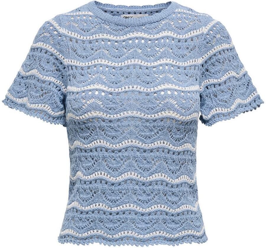 Only Trui met korte mouwen ONLANNASOFIA LIFE SS STRIPE O-NECK KNT