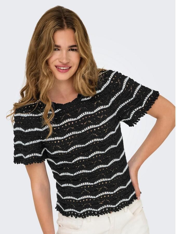 Only Trui met korte mouwen ONLANNASOFIA LIFE SS STRIPE O-NECK KNT - Foto 2
